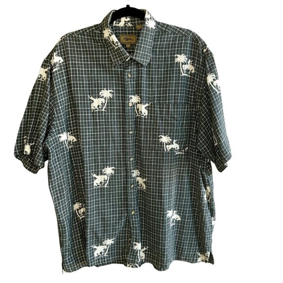 Roper Western Gray Bucking Bronco Plaid Short Sleeve shirt Size XL - Picture 1 of 7